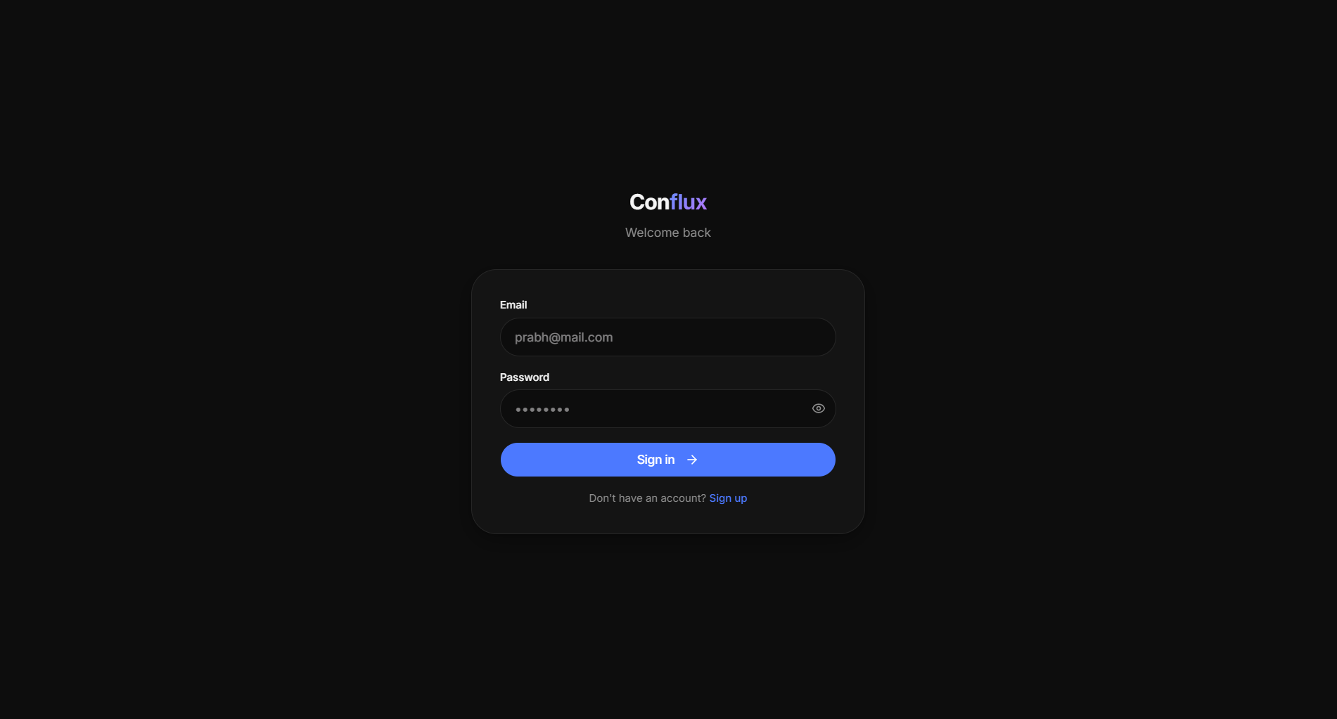 Conflux sign-in page