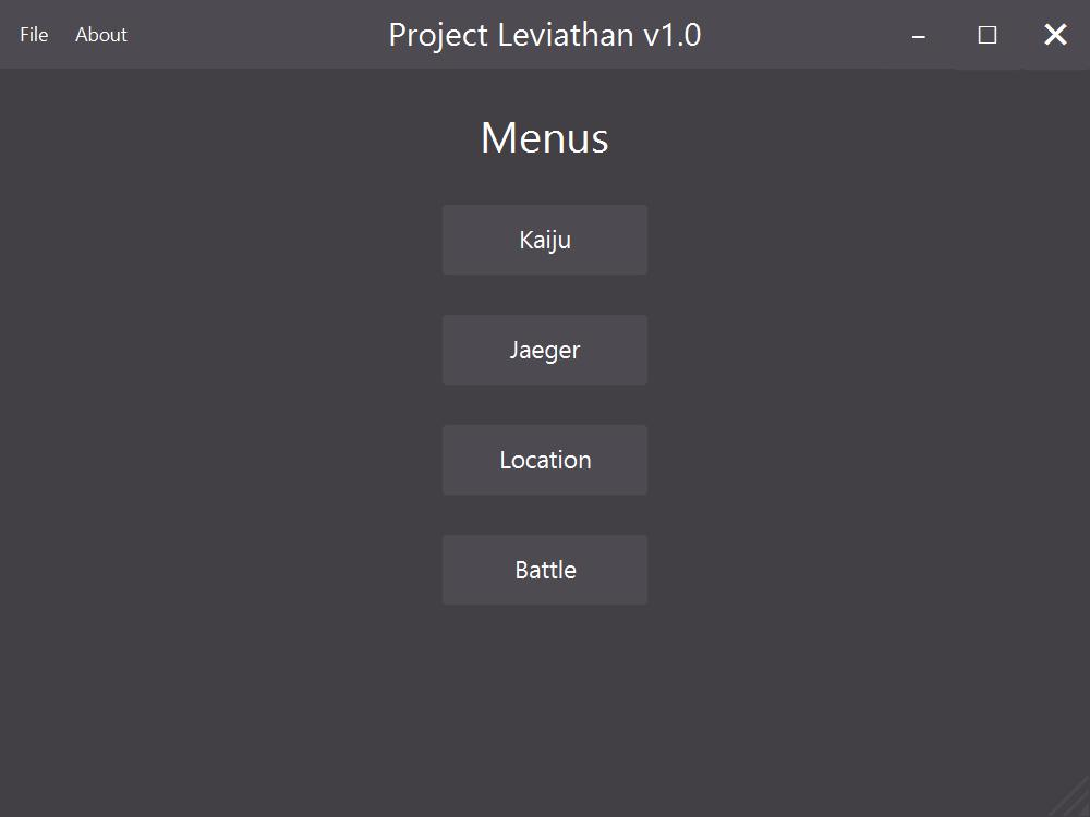 Project Leviathan main menu